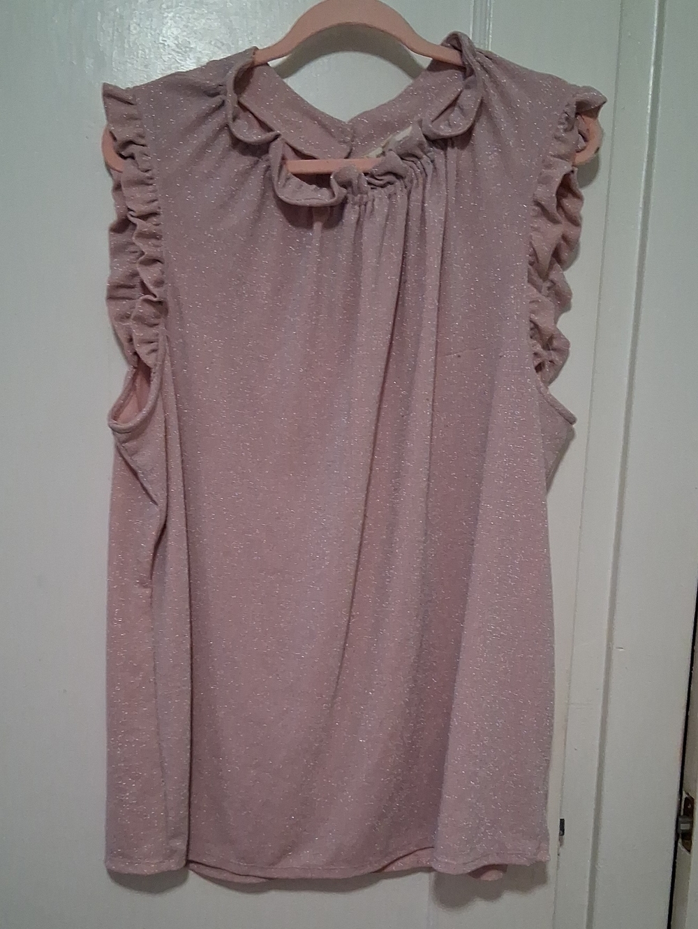 Sparkle Ruffle Sleeveless Camisole - Dusty Rose